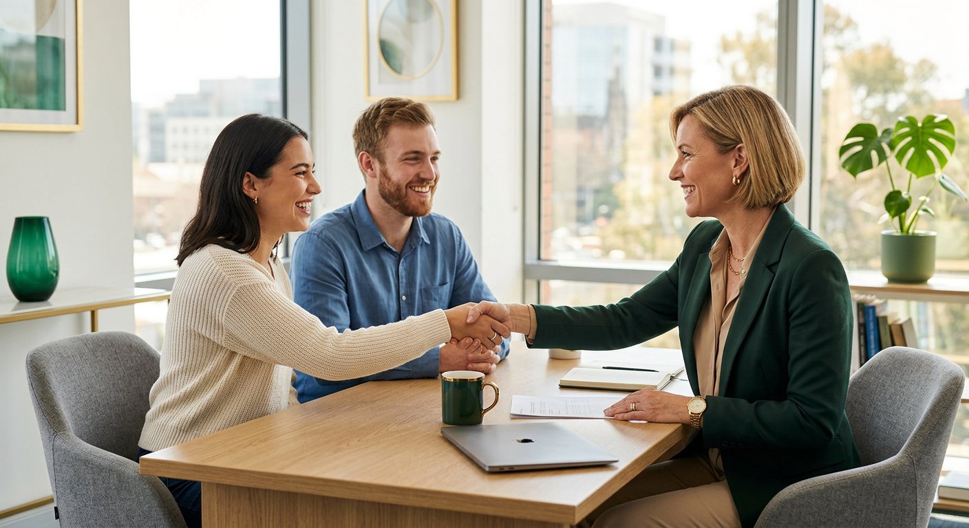 Wealth Path Goals financial advisor meeting clients in a modern office